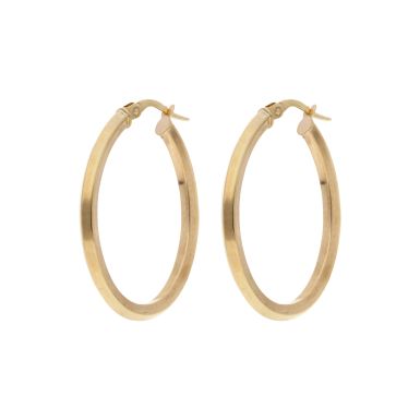 Pre-Owned 9ct Yellow Gold Oval Hoop Creole Earrings