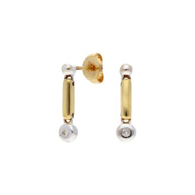 Pre-Owned 18ct Gold Diamond Solitaire Set Bar Drop Earrings