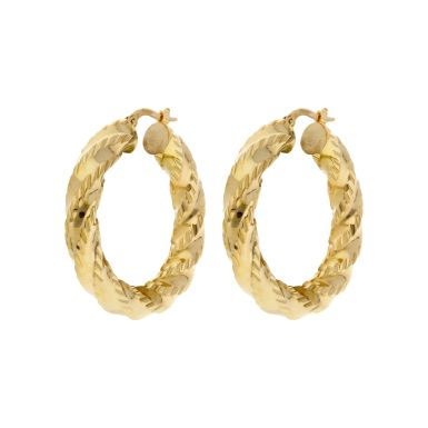 Pre-Owned 18ct Yellow Gold Twist Hoop Creole Earrings