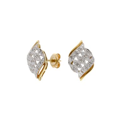 Pre-Owned 9ct Gold Diamond Set Fancy Wave Stud Earrings