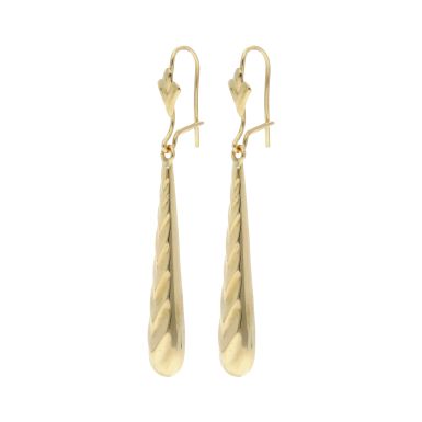 Pre-Owned 9ct Yellow Gold Hollow Patterned Teardrop Earrings