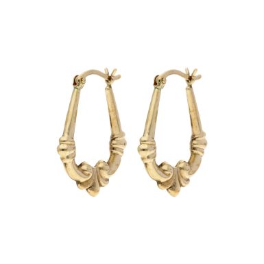 Pre-Owned 9ct Yellow Gold Scroll Centre Creole Earrings