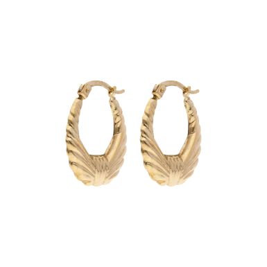 Pre-Owned 9ct Yellow Gold Patterned Creole Earrings