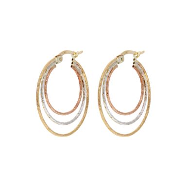 Pre-Owned 9ct Yellow Rose & White Gold Hoop Creole Earrings