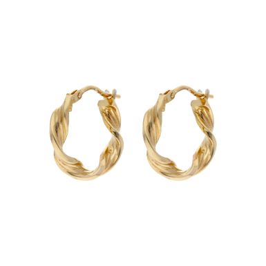 Pre-Owned 9ct Yellow Gold Twist Hoop Creole Earrings