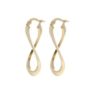 Pre-Owned 9ct Yellow Gold Oval Twist Creole Earrings