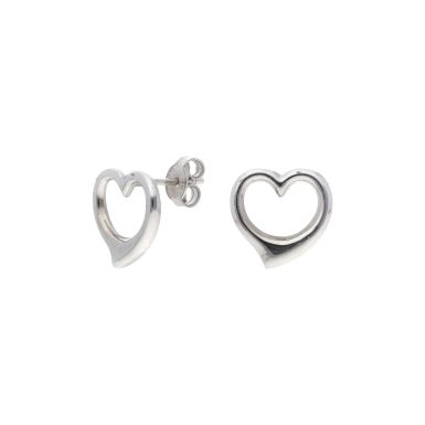 Pre-Owned 9ct White Gold Heart Stud Earrings