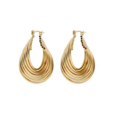 Pre-Owned 9ct Yellow Gold Multi Row Wave Twist Creole Earrings