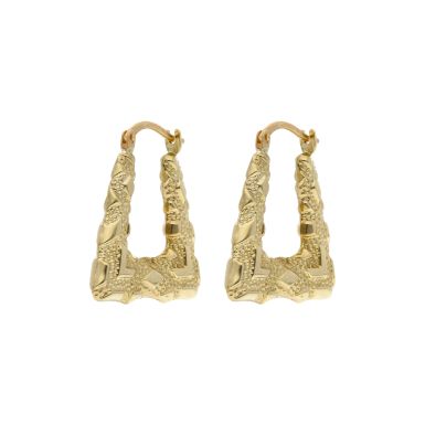 Pre-Owned 9ct Yellow Gold Patterned Handbag Creole Earrings
