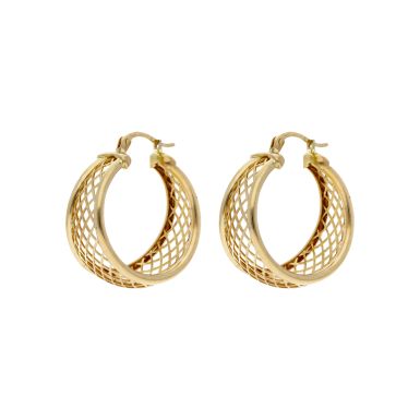 Pre-Owned 9ct Yellow Gold Woven Mesh Style Creole Earrings