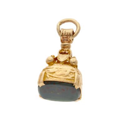 Pre-Owned 9ct Yellow Gold Bloodstone Set Vintage Fob Pendant
