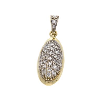 Pre-Owned 9ct Yellow Gold Cubic Zirconia Set Oval Curved Pendant