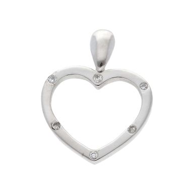Pre-Owned 9ct White Gold Diamond Set Heart Pendant