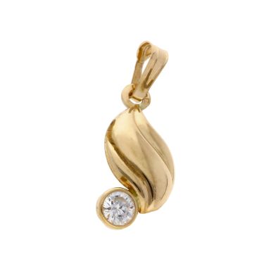 Pre-Owned 18ct Gold Cubic Zirconia Set Hollow Wave Pendant