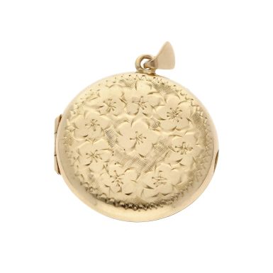 Pre-Owned 9ct Yellow Gold Patterned Round Locket Pendant