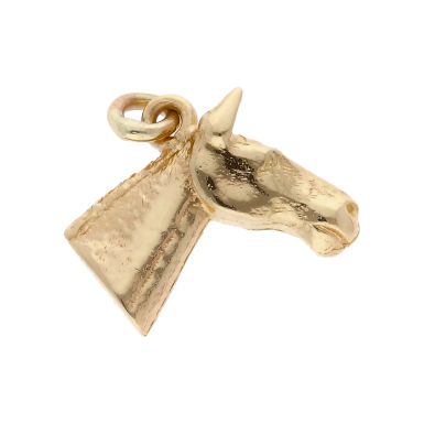 Pre-Owned 9ct Yellow Gold Hollow Horses Head Charm Pendant