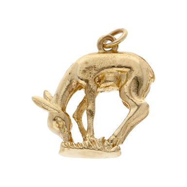 Pre-Owned Vintage 1973 9ct Yellow Gold Solid Deer Charm