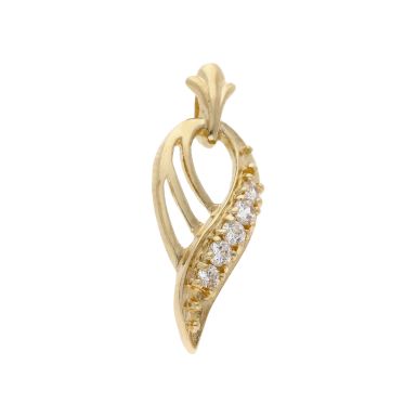 Pre-Owned 9ct Yellow Gold Cubic Zirconia Set Wave Pendant