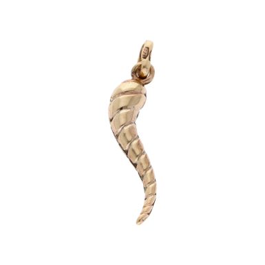 Pre-Owned 9ct Yellow Gold Hollow Ribbed Horn Of Life Pendant