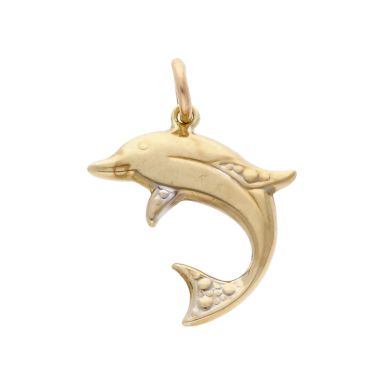Pre-Owned 9ct Yellow & White Gold Hollow Dolphin Pendant
