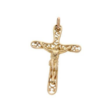 Pre-Owned 9ct Yellow Gold Filigree Crucifix Pendant
