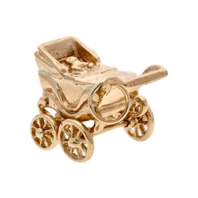 Pre-Owned 9ct Yellow Gold Pushchair Pram Charm