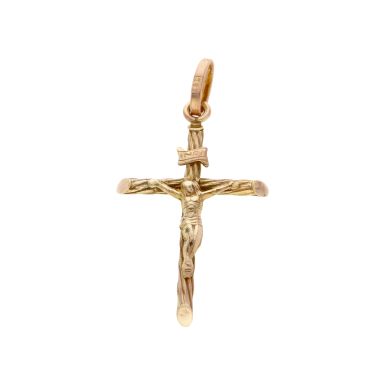 Pre-Owned 9ct Yellow Gold Hollow Twist Crucifix Pendant