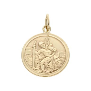 Pre-Owned 9ct Yellow Gold Double Sided St.Christopher Pendant
