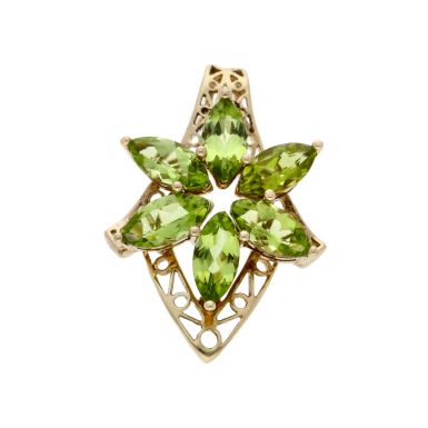 Pre-Owned 9ct Yellow Gold Peridot Cluster Pendant