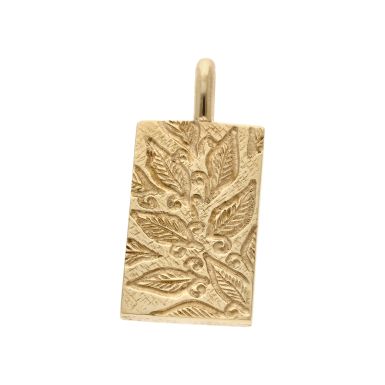 Pre-Owned 9ct Yellow Gold Floral Patterned Ingot Pendant