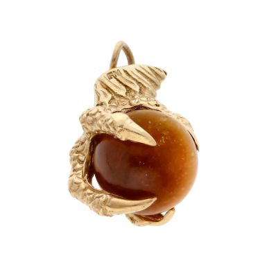 Pre-Owned Vintage 1965 9ct Gold Tigers Eye Ball Pendant