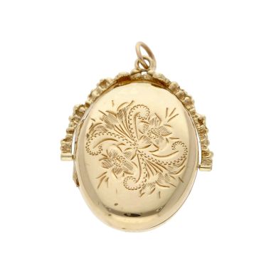 Pre-Owned 9ct Yellow Gold Patterned Spinning Locket Pendant