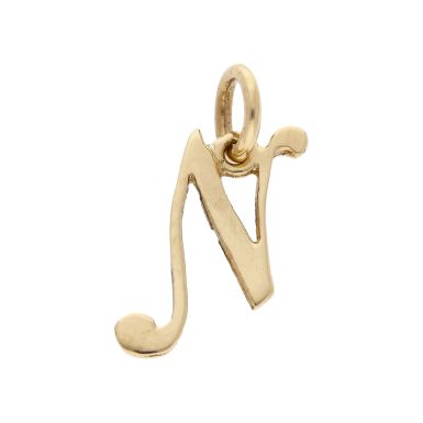 Pre-Owned 9ct Yellow Gold Lightweight Initial N Pendant