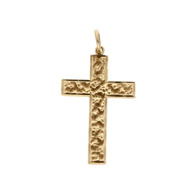 Pre-Owned Vintage 1977 9ct Yellow Gold Patterned Cross Pendant