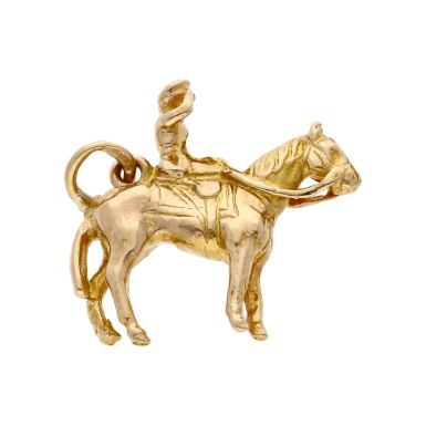 Pre-Owned 9ct Yellow Gold Riding Side Saddle On Horse Charm