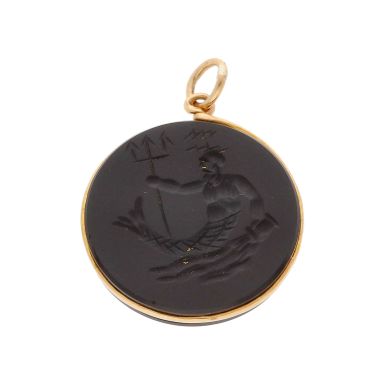 Pre-Owned 9ct Yellow Gold Onyx Neptune Pendant