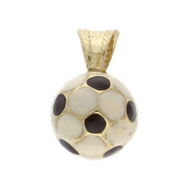 Pre-Owned 9ct Yellow Gold & Enamel Football Pendant