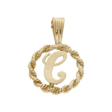 Pre-Owned 9ct Yellow Gold Rope Edged Initial C Pendant