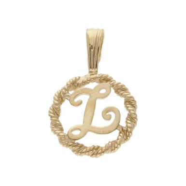 Pre-Owned 9ct Yellow Gold Rope Edged Initial L Pendant