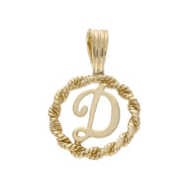 Pre-Owned 9ct Yellow Gold Rope Edged Initial D Pendant