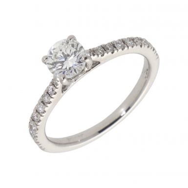 Pre-Owned 18ct Gold 0.62ct Diamond Solitaire & Shoulders Ring