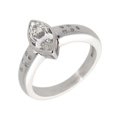 Pre-Owned 18ct White Gold Marquise Diamond Solitaire Ring