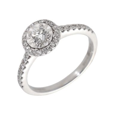 Pre-Owned 9ct White Gold 0.39 Carat Diamond Halo Ring