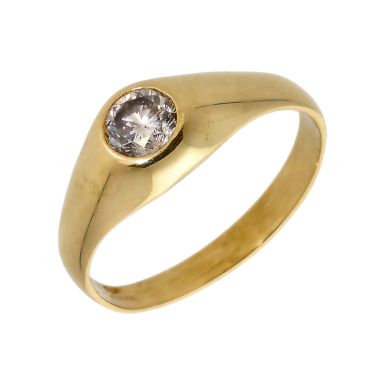 Pre-Owned 18ct Gold Diamond Solitaire Set Signet Style Ring