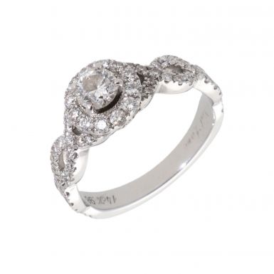 Pre-Owned 14ct White Gold 0.98 Carat Diamond Halo Ring