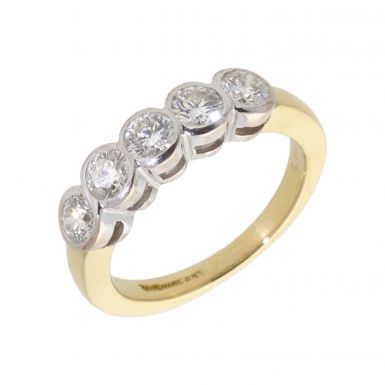Pre-Owned 18ct Gold 0.75 Carat Diamond 5 Stone Eternity Ring