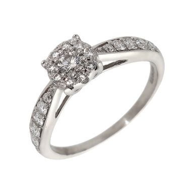 Pre-Owned 9ct White Gold 0.50 Carat Diamond Halo Ring