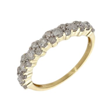 Pre-Owned 9ct Yellow Gold Diamond Multi Stone Half Eternity Ring