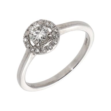 Pre-Owned 18ct White Gold 0.45 Carat Diamond Halo Ring