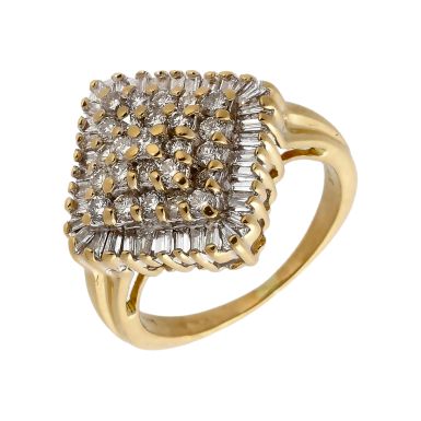 Pre-Owned 18ct Yellow Gold 1.00ct Mixed Cut Diamond Cluster Ring